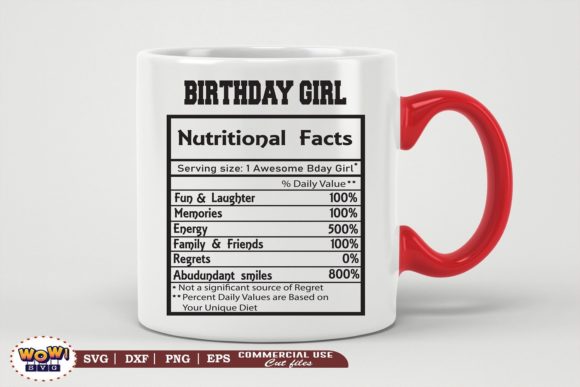 Birthday Girl Nutrition Facts Svg Graphics and Illustrations