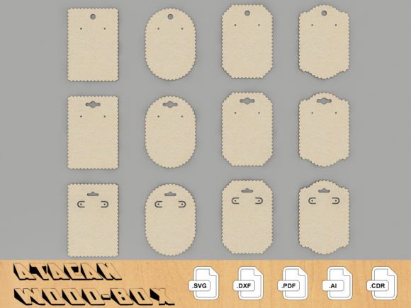 Earrings Display Cards DXF SVG CDR 198 for Laser Cutting