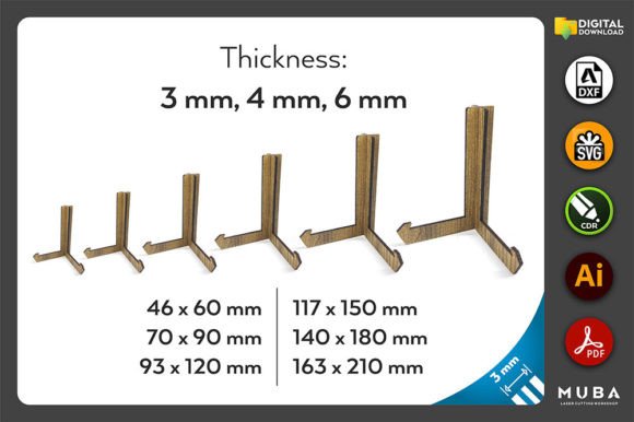 Easel Stand, Photo Frame Stand Svg for Laser Cutting and Stands