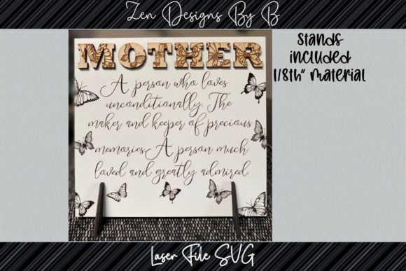 Mothers Day Sign with Butterflies Laser