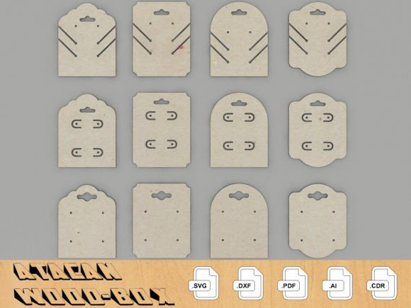 Necklace Display Card SVG DXF Files 205: Laser Cutting Stands