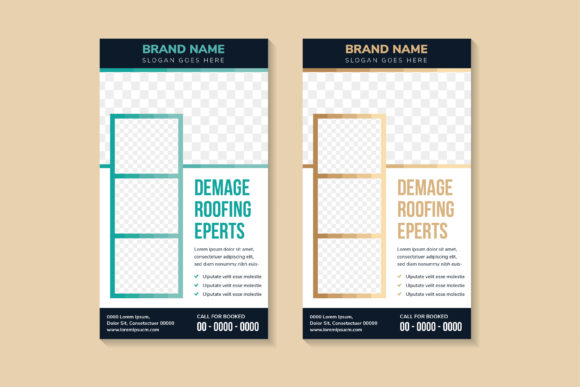 Roofing Vertical Banner Blue Rectangle Graphics in Flyers Amp